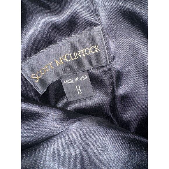 Vintage Scott McClintock Black Velvet & Satin Rhinestone Strapless Gown Sz 8 - Picture 5 of 9